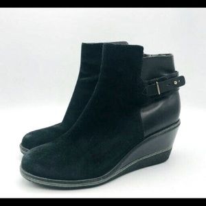 Cole Haan Nike Air Women’s Leather Rayna Adjustable Wedge Shoes.Black size 8B.